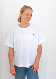 Fließendes Damen T-shirt Herzchen Pink