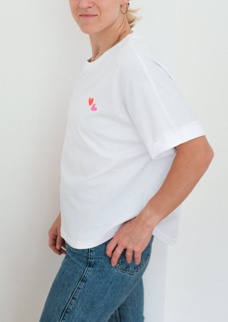 Fließendes Damen T-shirt Herz Orange