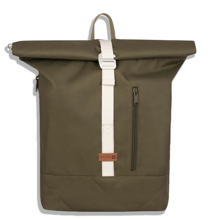 MULINU | Rucksäcke und Taschen für die Entdecker | Rucksack CLASSIC ALBERT 2 Olive | Produktfoto Frontansicht
