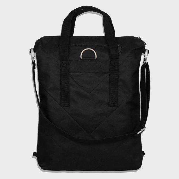 MULINU | Wegbegleiter Rucksack 3 in 1 Tasche für die Entdecker | CLASSIC GRETA | Schwarz Rückansicht Tasche