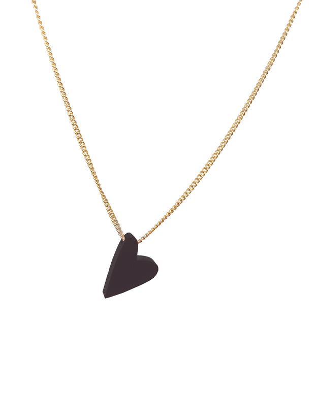 Mulinu Concept Store Lovedbyme Kette Gold Herz Acrylglas Schwarz